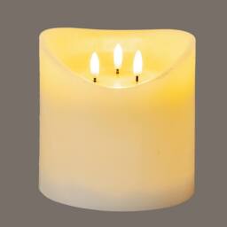 Lemon Pavilion Furniture and Decor Natural Glow 6x6 Melted LED Candle - Plastic - L15xW15xH15 cm - Cream - thumbnail 2