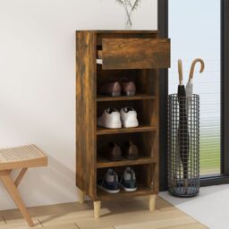 Berkfield Home Shoe Cabinet Smoked Oak 40x36x105 cm Engineered Wood in Brown - Size: 40 x 36 x 105 cm - thumbnail 6