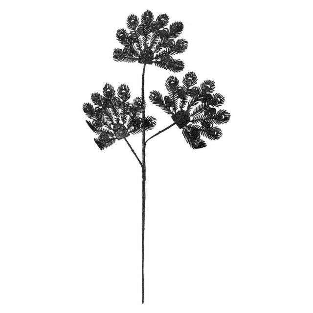 VFM e-Store Christmas Long Stem with Glitter Decoration 60cm x 22cm Black X 1 - Size: 60 cm x 22 cm - image 1