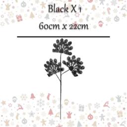 VFM e-Store Christmas Long Stem with Glitter Decoration 60cm x 22cm Black X 1 - Size: 60 cm x 22 cm - thumbnail 2