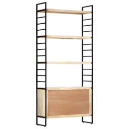 Berkfield Home Beautiful 4-Tier Bookcase 80x30x180 cm Solid Mango Wood in Light Oak - Size: 80 x 30 x 180 cm - thumbnail 4