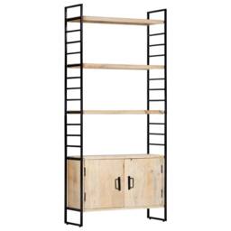 Berkfield Home Beautiful 4-Tier Bookcase 80x30x180 cm Solid Mango Wood in Light Oak - Size: 80 x 30 x 180 cm - thumbnail 2