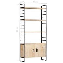 Berkfield Home Beautiful 4-Tier Bookcase 80x30x180 cm Solid Mango Wood in Light Oak - Size: 80 x 30 x 180 cm - thumbnail 9