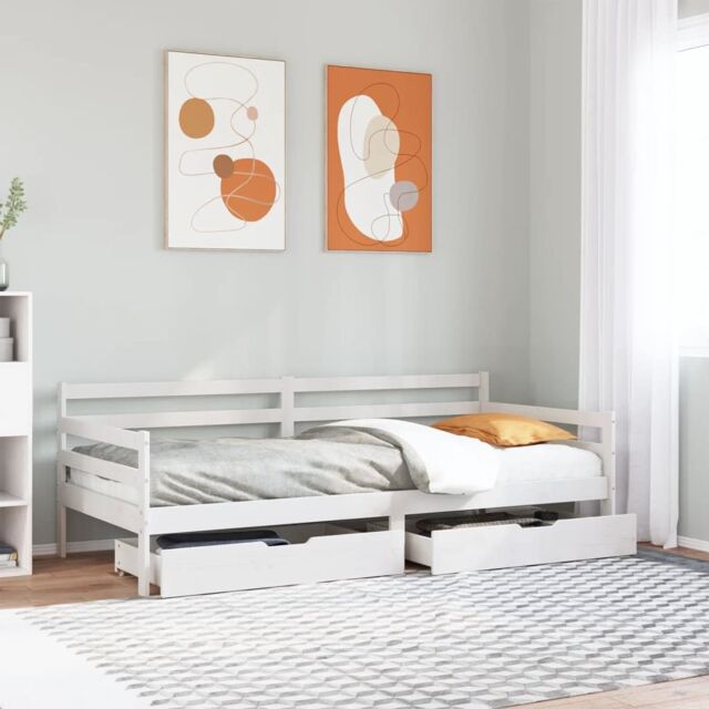 Berkfield Home Daybed with Drawers without Mattress White 90x200 cm Solid Wood - image 1