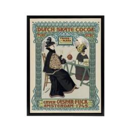 "Artery8 Dutch Skate Cocoa Advert Framed Canvas Wall Art Print Georg van Caspel in Green - Size: W12"" x H16""" - thumbnail 1