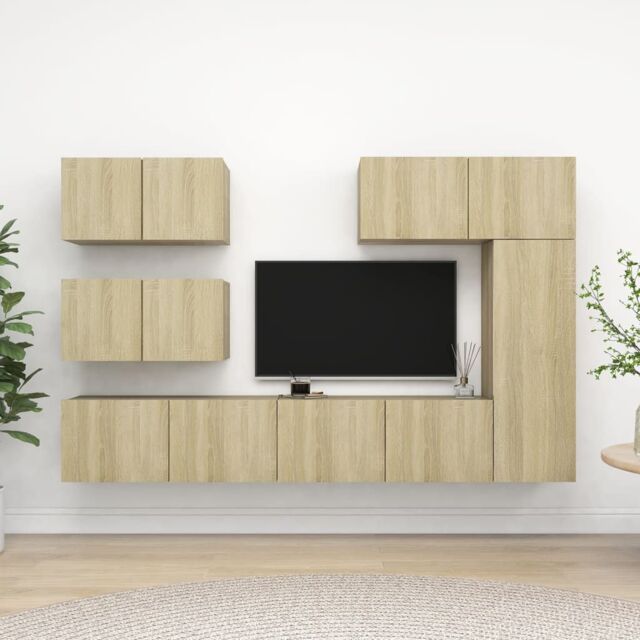 Berkfield Home 6 Piece TV Cabinet Set Sonoma Oak Engineered Wood in Brown - image 1