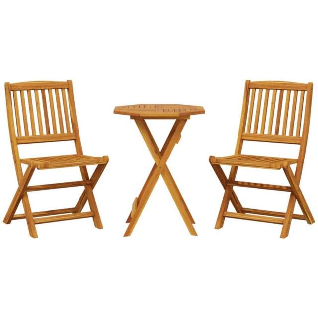 Berkfield Home 3 Piece Folding Bistro Set Solid Wood Acacia in Brown - image 1