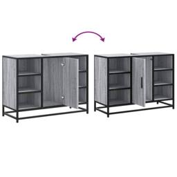 Berkfield Home Elegant Bathroom Sink Cabinet Grey Sonoma 80x33x60 cm Engineered Wood - Size: 80 x 33 x 60 cm - thumbnail 9