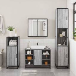 Berkfield Home Elegant Bathroom Sink Cabinet Grey Sonoma 80x33x60 cm Engineered Wood - Size: 80 x 33 x 60 cm