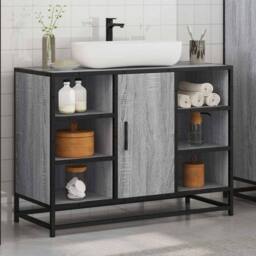 Berkfield Home Elegant Bathroom Sink Cabinet Grey Sonoma 80x33x60 cm Engineered Wood - Size: 80 x 33 x 60 cm - thumbnail 4