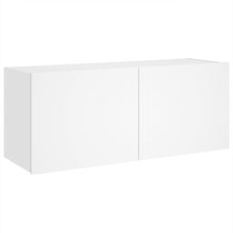 Berkfield Home TV Wall Cabinet with LED Lights White 100x35x41 cm - Size: 100 x 35 x 41 cm - thumbnail 3