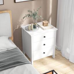 Gymax Compact Storage Chest Bedroom Nightstand With 3 Drawer-White in White - thumbnail 8