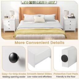 Gymax Compact Storage Chest Bedroom Nightstand With 3 Drawer-White in White - thumbnail 3