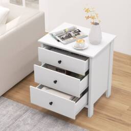 Gymax Compact Storage Chest Bedroom Nightstand With 3 Drawer-White in White - thumbnail 7