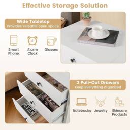 Gymax Compact Storage Chest Bedroom Nightstand With 3 Drawer-White in White - thumbnail 5