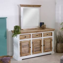 Indian Hub Alfie Framed Mirror with Shelf - Mango Wood - L80 x W73 x H16 cm in Natural - thumbnail 9