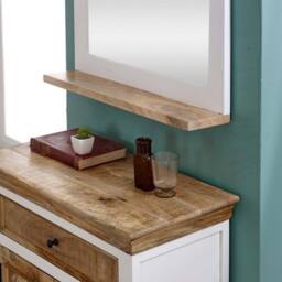 Indian Hub Alfie Framed Mirror with Shelf - Mango Wood - L80 x W73 x H16 cm in Natural - thumbnail 7