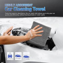 Ventryn 2x Microfibre Car Drying Towel Absorbent Large Edgeless Cloth in Grey - thumbnail 4