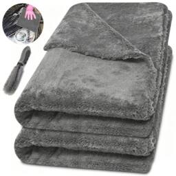Ventryn 2x Microfibre Car Drying Towel Absorbent Large Edgeless Cloth in Grey