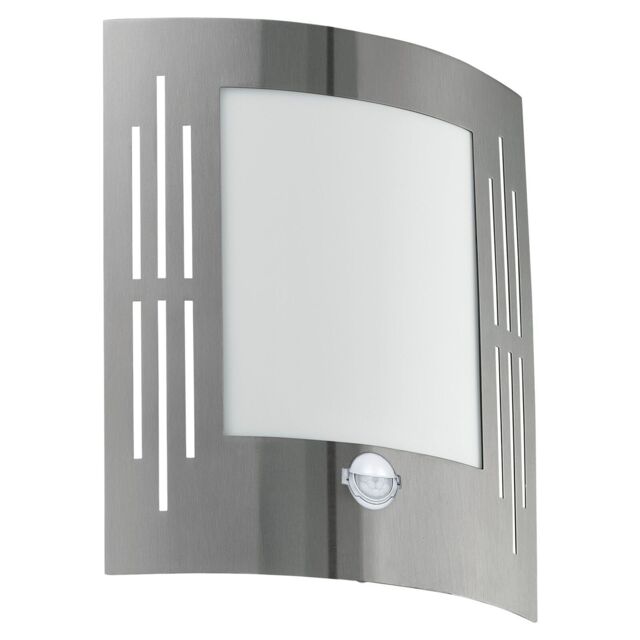 Loops IP44 Outdoor Wall Light & PIR Motion Sensor Stainless Steel 1 x 60W E27 Bulb in Metallics - image 1