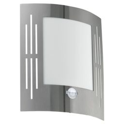 Loops IP44 Outdoor Wall Light & PIR Motion Sensor Stainless Steel 1 x 60W E27 Bulb in Metallics