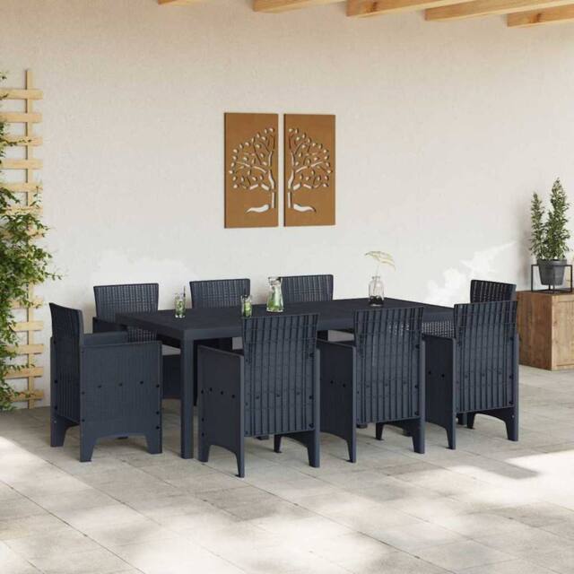 Berkfield Home Modern 9 Piece Garden Dining Set with Cushions Anthracite Poly Rattan - image 1