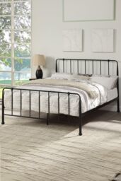 SlumberWorx Hitchin Black Metal Industrial Bed Frame - Size: King