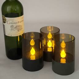 Bright Zeal Set of 3 Grey Solar LED Flameless Candles with Flickering Flame in Light Grey - thumbnail 5