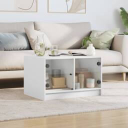 Berkfield Home Modern Coffee Table with Glass Doors White 68x50x42 cm - Size: 68 x 50 x 42 cm