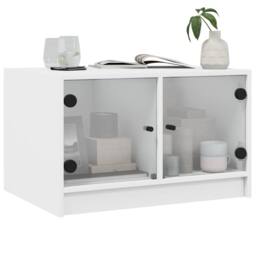 Berkfield Home Modern Coffee Table with Glass Doors White 68x50x42 cm - Size: 68 x 50 x 42 cm - thumbnail 4