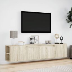 Berkfield Home TV Wall Cabinet with LED Sonoma Oak 180x31x39.5 cm in Brown - thumbnail 4