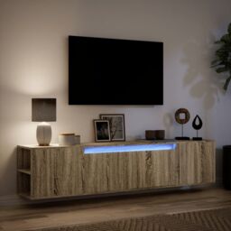 Berkfield Home TV Wall Cabinet with LED Sonoma Oak 180x31x39.5 cm in Brown - thumbnail 5
