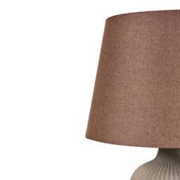 Wyld and Coco Brown Ceramic Table Lamp 52cm with Linen Empire Shade - thumbnail 5