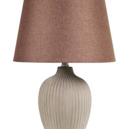 Wyld and Coco Brown Ceramic Table Lamp 52cm with Linen Empire Shade - thumbnail 2