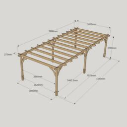 Rutland County Garden Furniture Ltd Premium Pergola 6 Posts - Wood - L360 x W780 x H270 cm - Rustic Brown in Light Green - thumbnail 6