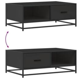 Berkfield Home Durable Coffee Table Black 90x57x35 cm Engineered Wood & Metal - Size: 90 x 57 x 35 cm - thumbnail 9