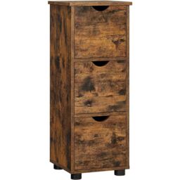 VASAGLE Bathroom Storage Tower Cabinet Cupboard with 3 Drawers in Brown - thumbnail 5