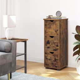 VASAGLE Bathroom Storage Tower Cabinet Cupboard with 3 Drawers in Brown