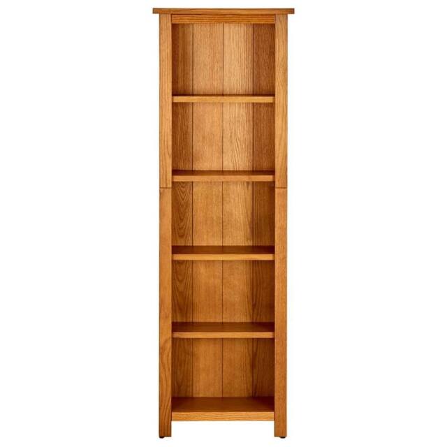 Berkfield Home 5-Tier Bookcase 45x22x140 cm Solid Oak Wood in Brown - Size: 45 x 22 x 140 cm - image 1