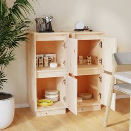 Berkfield Home Sideboards 2 pcs 31.5x34x75 cm Solid Wood Pine in Light Tan