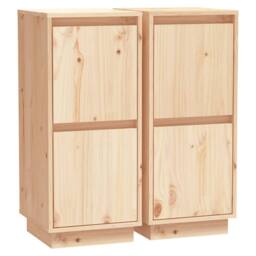 Berkfield Home Sideboards 2 pcs 31.5x34x75 cm Solid Wood Pine in Light Tan - thumbnail 3