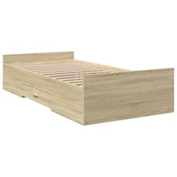 Berkfield Home Bed Frame with Drawers without Mattress Sonoma Oak 75x190 cm Small Single in Brown - thumbnail 6