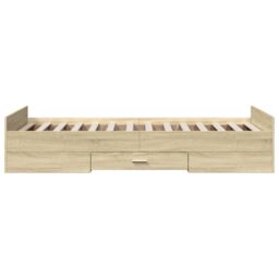 Berkfield Home Bed Frame with Drawers without Mattress Sonoma Oak 75x190 cm Small Single in Brown - thumbnail 5