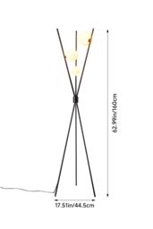 Living and Home Metal Tripod Standing Floor Lamp with Plastic Lampshade in Black - thumbnail 2