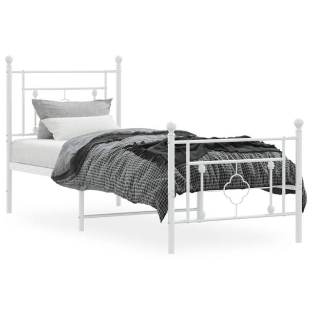 Berkfield Home Metal Bed Frame without Mattress with Footboard White 80x200cm - Size: 80x200 cm - image 1