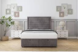 "Sloomy Ashford Naples Ottoman Bed Set With 26"" Strutted Headboard in Grey - Size: Small Single" - thumbnail 1
