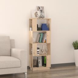 Berkfield Home Book Cabinet/Room Divider 51x25x132 cm Solid Wood Pine in Brown - Size: 51 x 25 x 132 cm - thumbnail 3