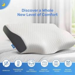 Nordara Butterfly Memory Foam Neck Pillow Slow Rebound Side Sleeper Support in White - thumbnail 5