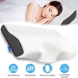 Nordara Butterfly Memory Foam Neck Pillow Slow Rebound Side Sleeper Support in White - thumbnail 2