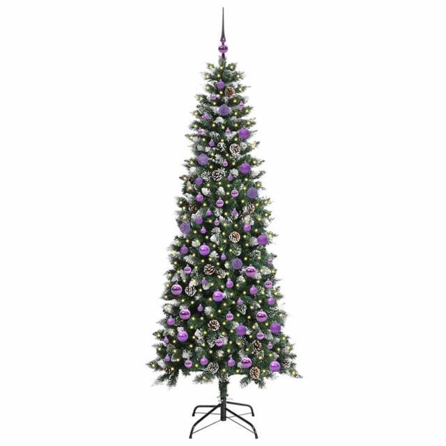 Berkfield Home Elegant Artificial Christmas Tree with 300 LEDs Green 86 x 86 x 210 cm - image 1